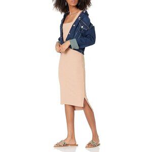 The Drop Amelia Square Neck Strappy Bodycon Midi Tank Dress Large Rose Dust